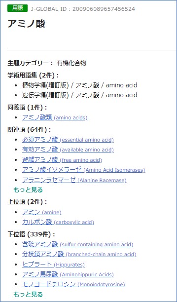 アミノ酸（J-global）