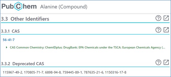 PubChemの画面